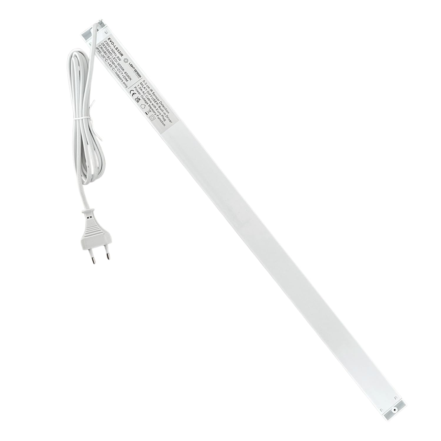 Evotrade Luminella Sottopensile LED Marbella con Dimmer Tattile e ON/OFF a Sfioramento – Luce Regolabile 3000-6500K, Lunghezza 60 cm, Cavo 1,5 m con Spina Europea, per Cucina e Ufficio