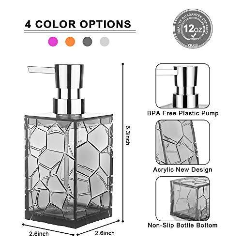 HIYAA 2 Pack Soap Dispenser 12Oz Liquid Lotion Hand Dispensers with Pump Reusable for Bathroom, Countertop, Kitchen, Laundry Room - 1Grey, 1 Clear, 1GC- Acrylic - Cosy Home Interiors HIYAA 2 Pack Soap Dispenser 12Oz Liquid Lotion Hand Dispensers with Pump Reusable for Bathroom, Countertop, Kitchen, Laundry Room - 1Grey, 1 Clear, 1GC- Acrylic - Image 2