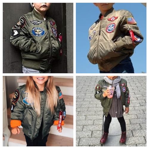 Image of CORIRESHA Kids Bomber Jacket Full Zip Badge Thermal Jacket with Pockets