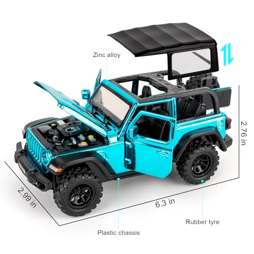 Modelo de auto 1:32 Wrangler Rubicon azul miniatura 2