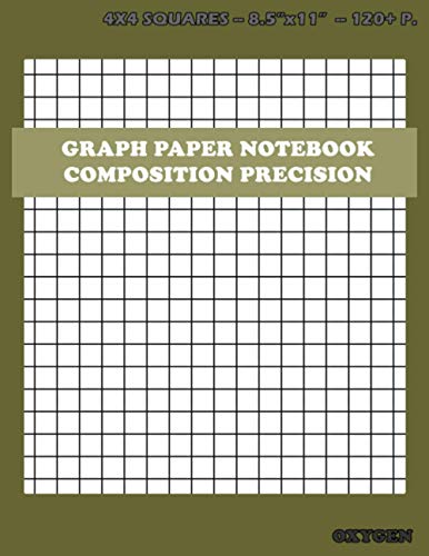 Graph Paper Notebook Composition Precision Oxygen: 4x4 squares- 120+ pages(Large, 8.5" x 11")thick solid lines image 2