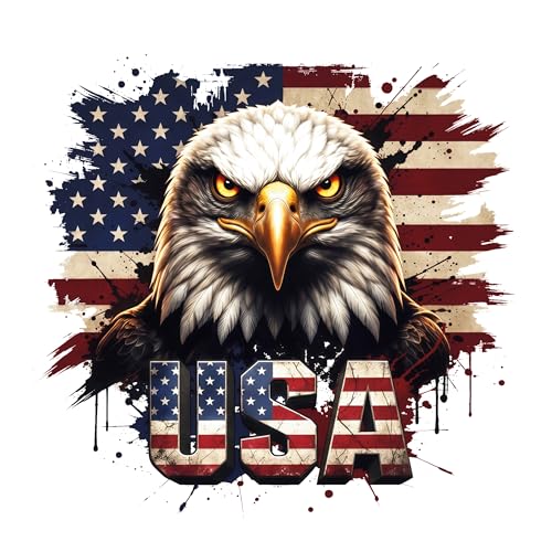 Image of 2-Piece American Flag Eagle Patriotic Car Decal | 5.9-inch waterproof car window decal for vehicles, trucks and laptops