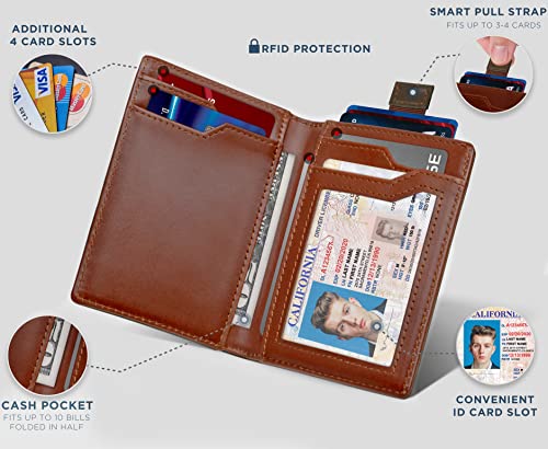 Serman Brands - Wallets For Men Slim Mens Leather Rfid Blocking Minimalist Card Front Pocket Bifold Travel Thin (Army Green 5.0) #TOP3