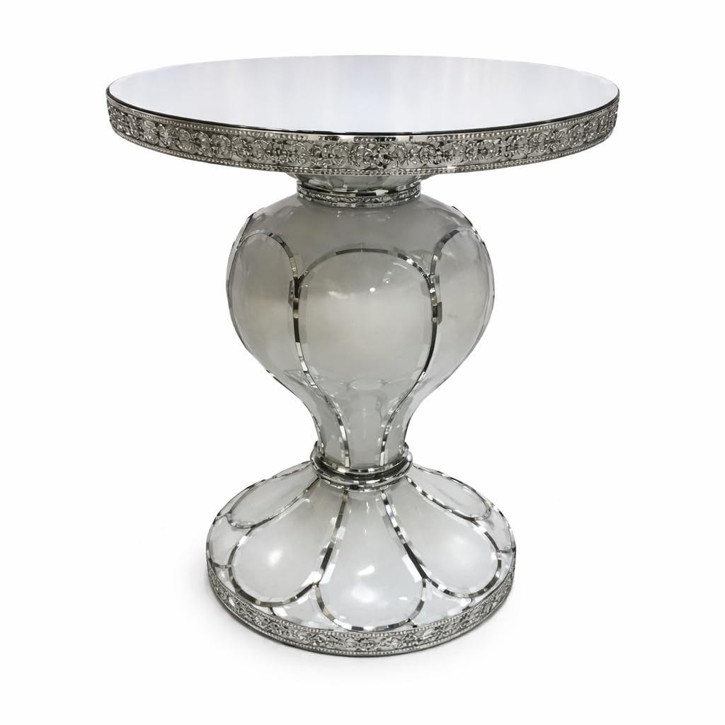 SEGOY Luxury Crystal Crush Pedestal Stand – Mirrored Glass Cake Stand with Diamond Panel Design – Elegant Centerpiece for Wedding, Party & Home Décor - 60cm