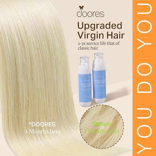 Image of DOORES Clip in Hair Extensions, Ash Brown to Platinum Blonde 135g 7pcs 16 Inch, Remy Silky Hair Extensions Clip in Human Hair Natural Straight Weft Gift