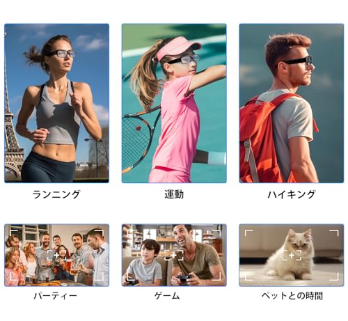 WatcherVision スポーツ用カメラ付きメガネ – 2K HD ウェアラブルアウトドア録画グラス、バイク・乗馬・ハイキング・旅行用カメラグラス – 内蔵64GB SDカード付き の商品画像 7