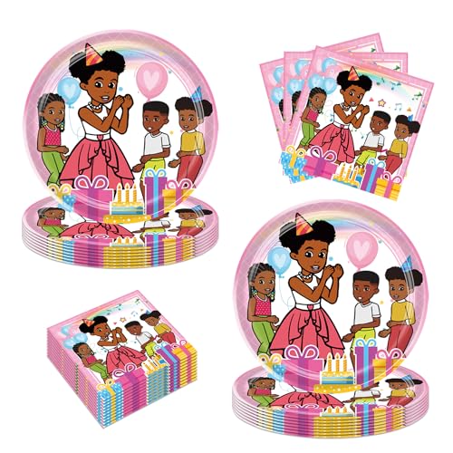 Antetek 40Pack Gracie Corner Party Supplies Set Birthday Decorations Tableware Kit With 20 7Plates 20 Napkins for Gracie Corner Party Decoration