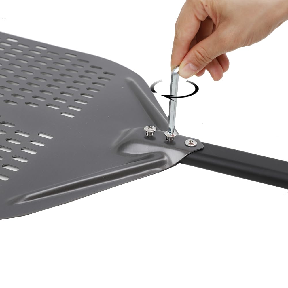 Perforierter Pizzaschieber 33 cm – Antihaft-Pizzaschieber für Ofen, großer Griff Pizza-Drehwerkzeug, ideales Küchen-Backzubehör, perfekt für Hobbyköche