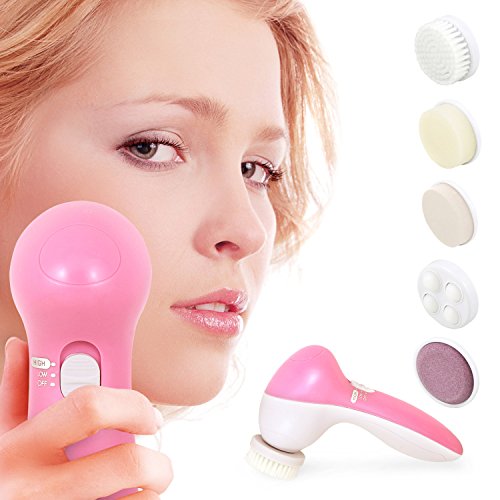 Preisvergleich Produktbild Incutex 5-in-1 elektrische Gesichtsreinigungbürste Gesichtspflege-Set Gesichtsmassagegerät inkl. 5 Aufsätze