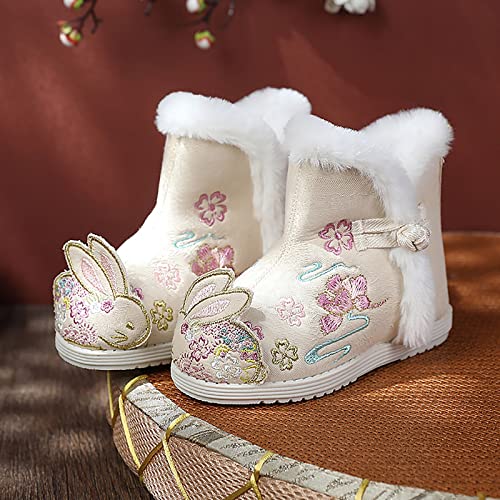 Girls Winter Boots Kids Toddler Chinese Traditional Fleece Lined Boots Cute Floral Embroidered Princess Boot Shoes4