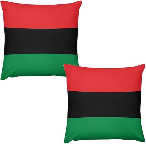 Juego de 2 fundas de almohada con bandera panafricana de 18 x 18 pulgadas, fundas decorativas suaves y acogedoras con cremallera oculta para