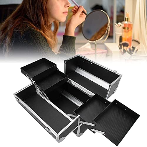 Image of Adson Professional 4 Trays Makeup Box Cosmetics Case Jewelry Organiser Vanity Make Up Storage Box Beauty Train Case Lockable with Keys (Light Pink)