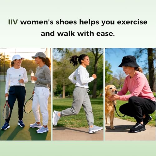 Image of IIV Women Wide Toe Box Walking Shoes Arch Support Running Tennis Sneakers Plantar Fasciitis Shoes