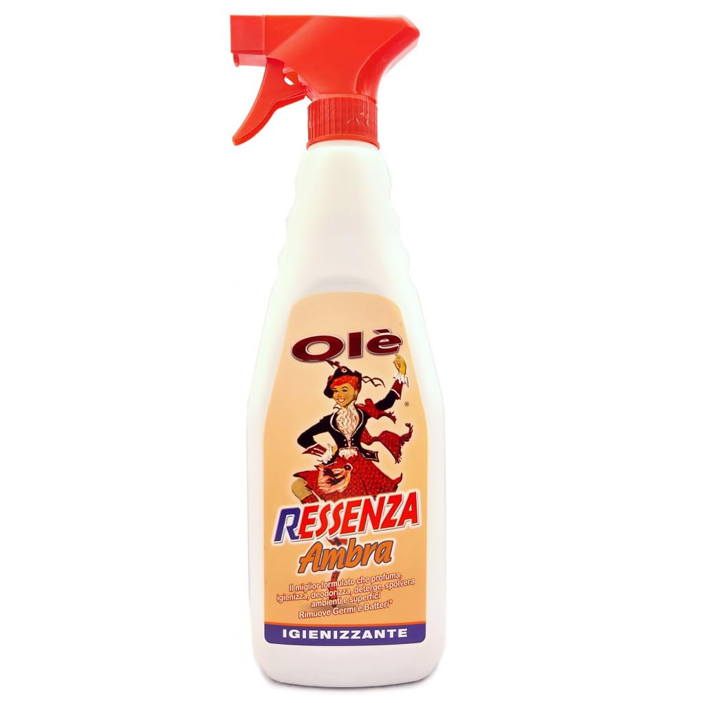 Olè Ressenza AMBRA, PROFUMA, DEODORIZZA ambienti, IGIENIZZA, DETERGE, SPOLVERA superfici. 750ml