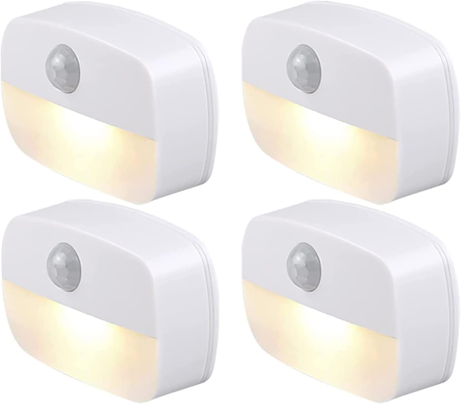 4-Pack Motion Sensor Light, Battery Powered LED Night Light Step Lights Stair Closet Light Under-Cabinet Lighting Stick On Anywhere Lamp for Home, Kitchen, Hallway, Cabinet, Closet, Stairs, Bathroom