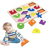 Geometric Wooden Montessori Puzzle Wooden Shape Peg Puzzles Jumbo Knob Wooden Puzzle Geometry Shape