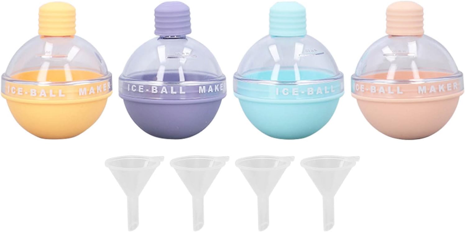 4PCS Ice Ball Molds Light Bulb Hockey Molds with Lids Candy