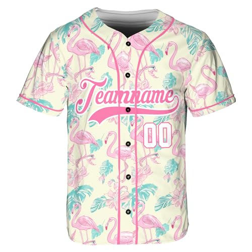 Camiseta personalizada de béisbol tropical de verano para hombres - Uniforme de equipo de béisbol con nombre, número y logo