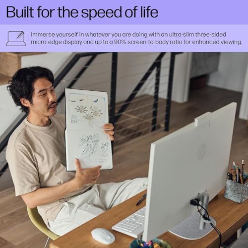 Image of HP 27-inch All-in-One Desktop PC - FHD Display, 13th Generation Intel Core i7-1355U, Intel Iris Xe Graphics, Windows 11 Pro & Microsoft Office Lifetime License (64 GB RAM, 1 TB SSD)