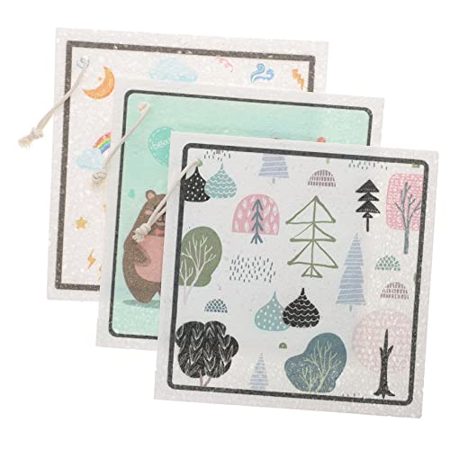 Amosfun 1 Juego Paño De Cocina Absorbente El Secado De Múltiples Fines Microfibra Toallas De Cocina Reutilizables Limpieza Bayeta Escurreplatos Pulpa De Madera De Algodón 3 Piezas