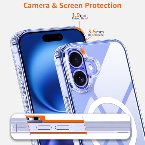 Image of Amozo for iPhone 16 Plus Back Case Cover | Ultra Hybrid Mag-Safe Camera and Drop Protection Back Case Cover for iPhone 16 Plus - (Polycarbonate|Clear)