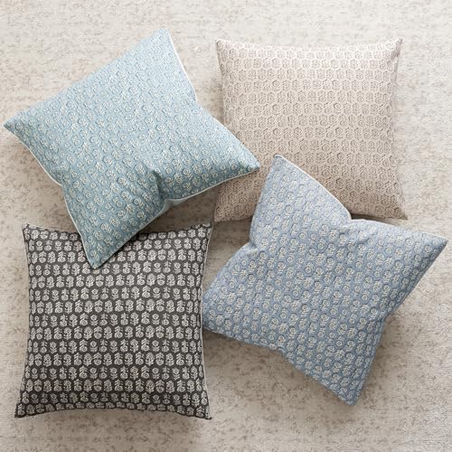 Image of Foindtower Set of 2 Decorative Vintage Floral Print Throw Pillow Covers Neutral Accent Farmhouse Cushion Covers Boho Home Decor for Sofa Couch Chair Bedroom Living Room Outdoor,20x20 Inch,Sky Blue