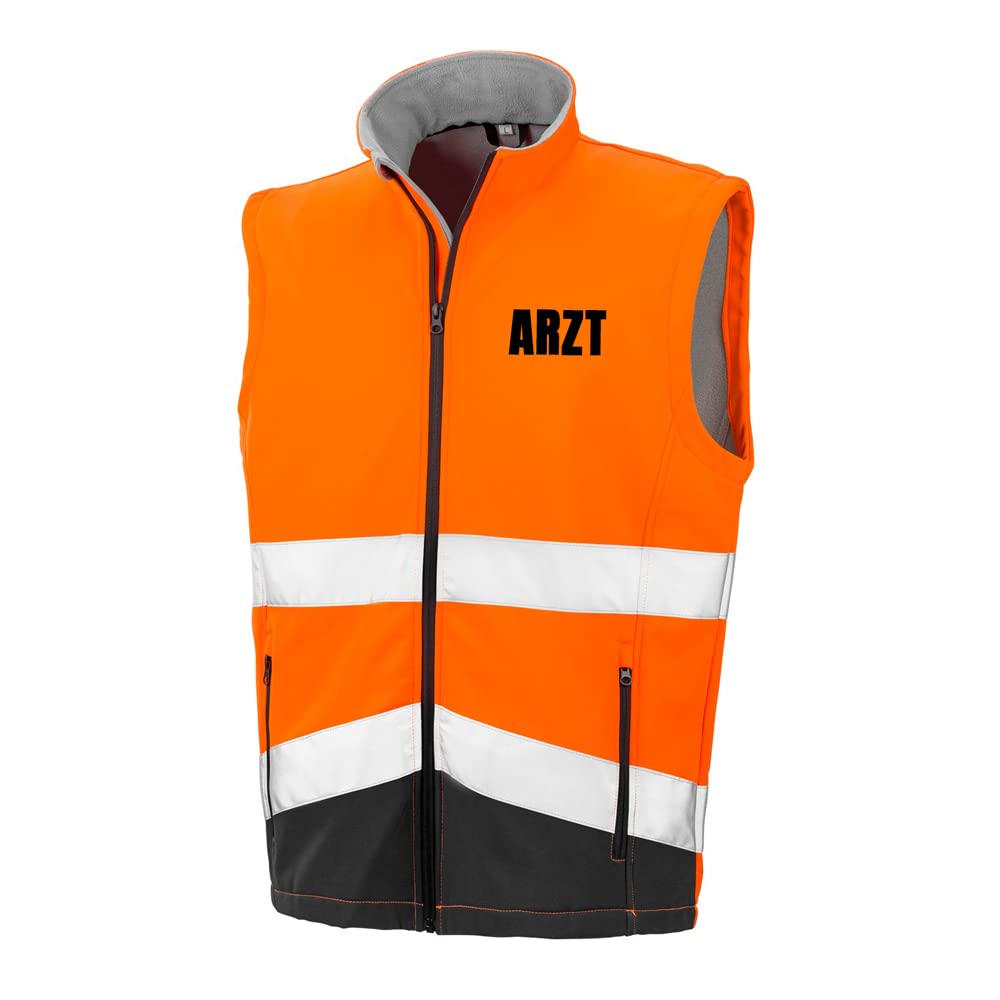 ARZT Sicherheitsweste GELB aus Softshell - Gelb Warnweste nach EN ISO 20471 zertifiziert - Unisex und hochwertigem Reflektorstreifen