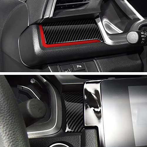 Image of Car Dashboard Panel Cover Decals for 2016-2021 Honda Civic 10th Gen Accessories ABS Carbon Fiber Stickers, Not for Sport /Hatchback /Touring