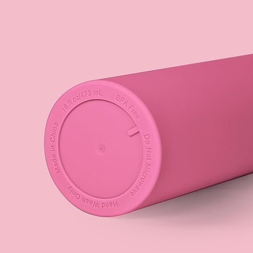 Miniatura 7 de sweet grain Vasos delgados de 16 onzas con tapas y popotes (paquete de 6)  Juego de vasos acrílicos de color pastel mate, vaso acrílico reutilizable