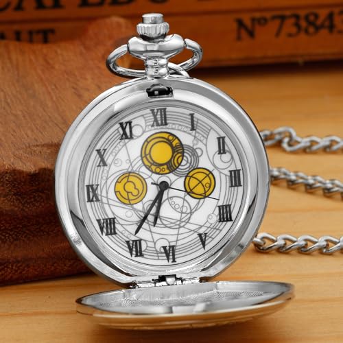 Image of Quartz Pocket Watch for Men, White Roman Digital Dial Pocket Watches for Men with Chain