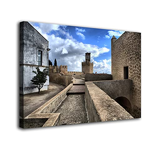 Generico Cuadro lienzo canvas Torre de Espantaperros en Badajoz España Fortificacion – Varias medidas - Lienzo de tela bastidor madera de 3 cm - Impresion alta resolucion (120, 79)