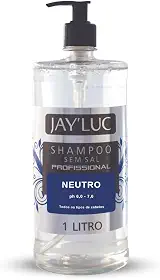 Shampoo Profissional Neutro Sem Sal Jay Luc 1L, Jay'Luc Cosméticos, Xampu De Cabelo Profissional Neutro Sem Sal, Incolor, Todos Os Tipos De Cabelos, Limpa E Protege, Com Válvula Pump