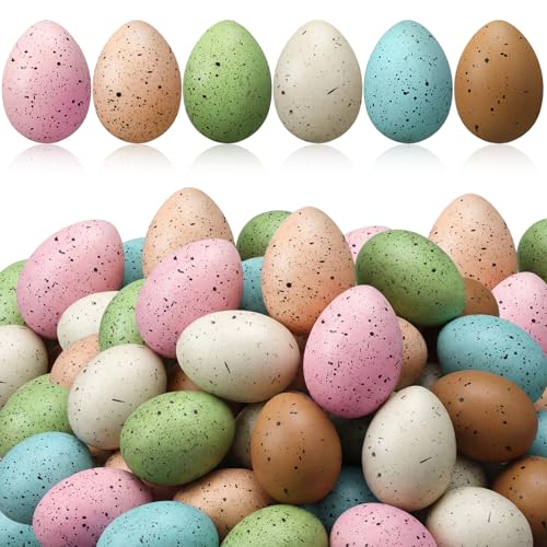 VioraWhite 36 Pcs Easter Speckled Eggs Plastic Speckled Egg Decorative