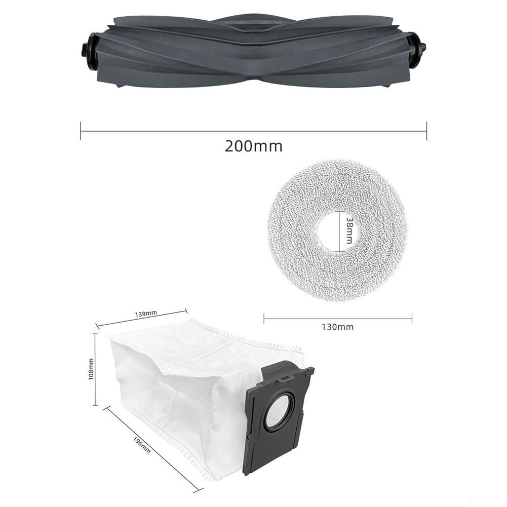 Zubehörset für MOVA S70 Roller / S70 Ultra Roller / S70 Pro Roller Staubsauger, Ersatz Hauptwalze Seitenbürsten HEPA Filter Wischtuch Staubbeutel, Ersatzteile Saugroboter Zubehör(B)