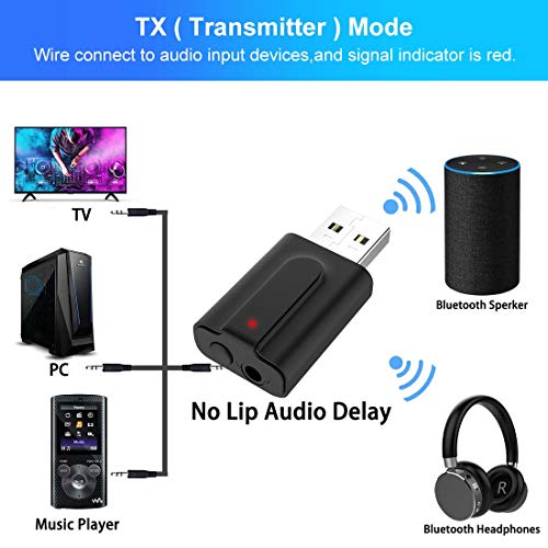 Bluetooth Transmitter and Receiver,Aigital 3.5mm Wireless Adapter for TV Audio Portable Bluetooth Adapter, Bluetooth Audio Receiver for Car/Home Stereo System - Thumbnail 5
