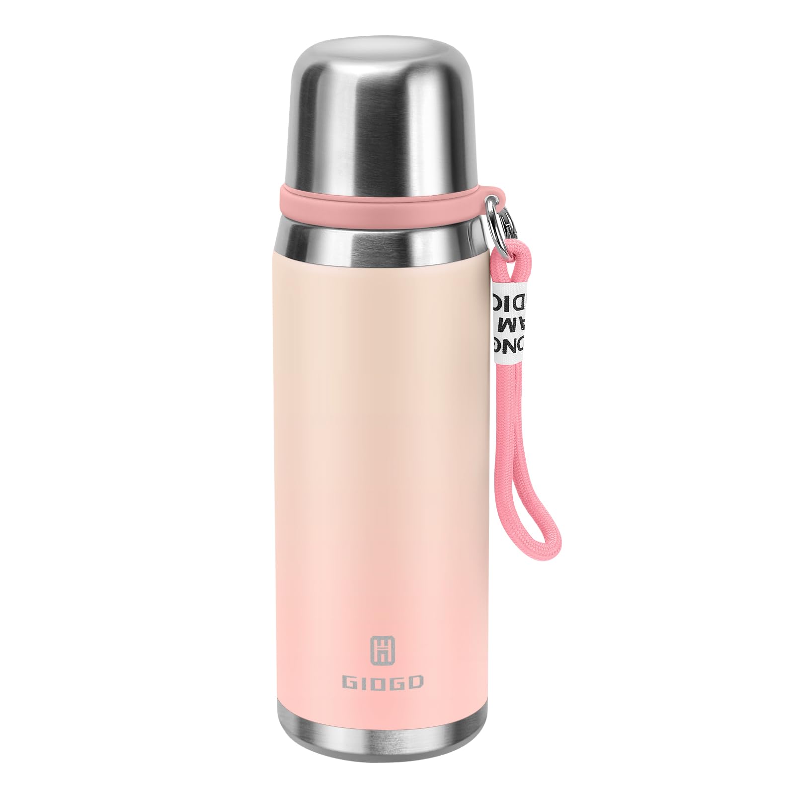 Stainless Steel thermo Bottles with cup 700ml/23.7oz Vacuum Insulated Bottle for hot and cold coffee drink water thermo flask with cup.(Gradient Pink,
