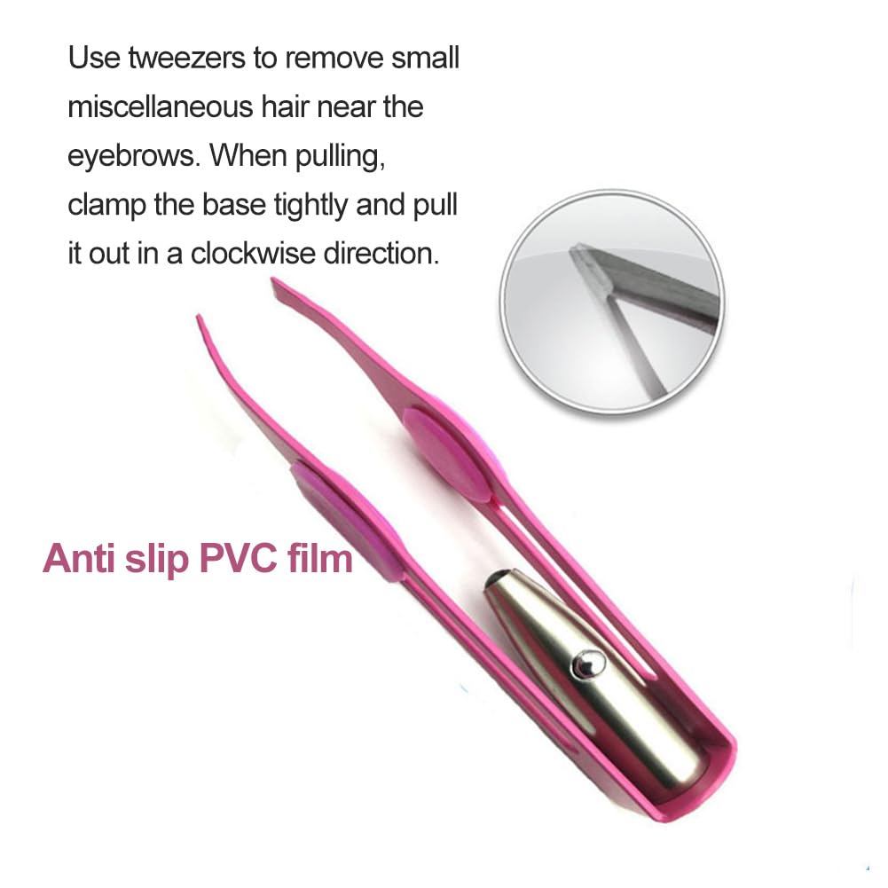 2 Stück Pinzetten Mit LED-Licht, Silber – Präzisions-Haarentfernung Für Augenbrauen, Wimpern & Gesicht