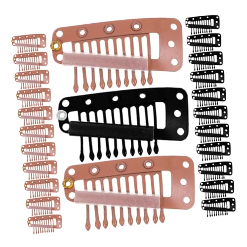 Happyyami 40Piezas Clips De Fijación Metálicos Para Pelucas y Extensiones De Negros y Marrones Accesorios Duraderos y Seguros Para Sombreros y DIY