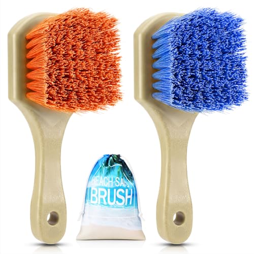 Remerry Sand Remover Brush with Bag, Soft Bristle,Orange and Blue