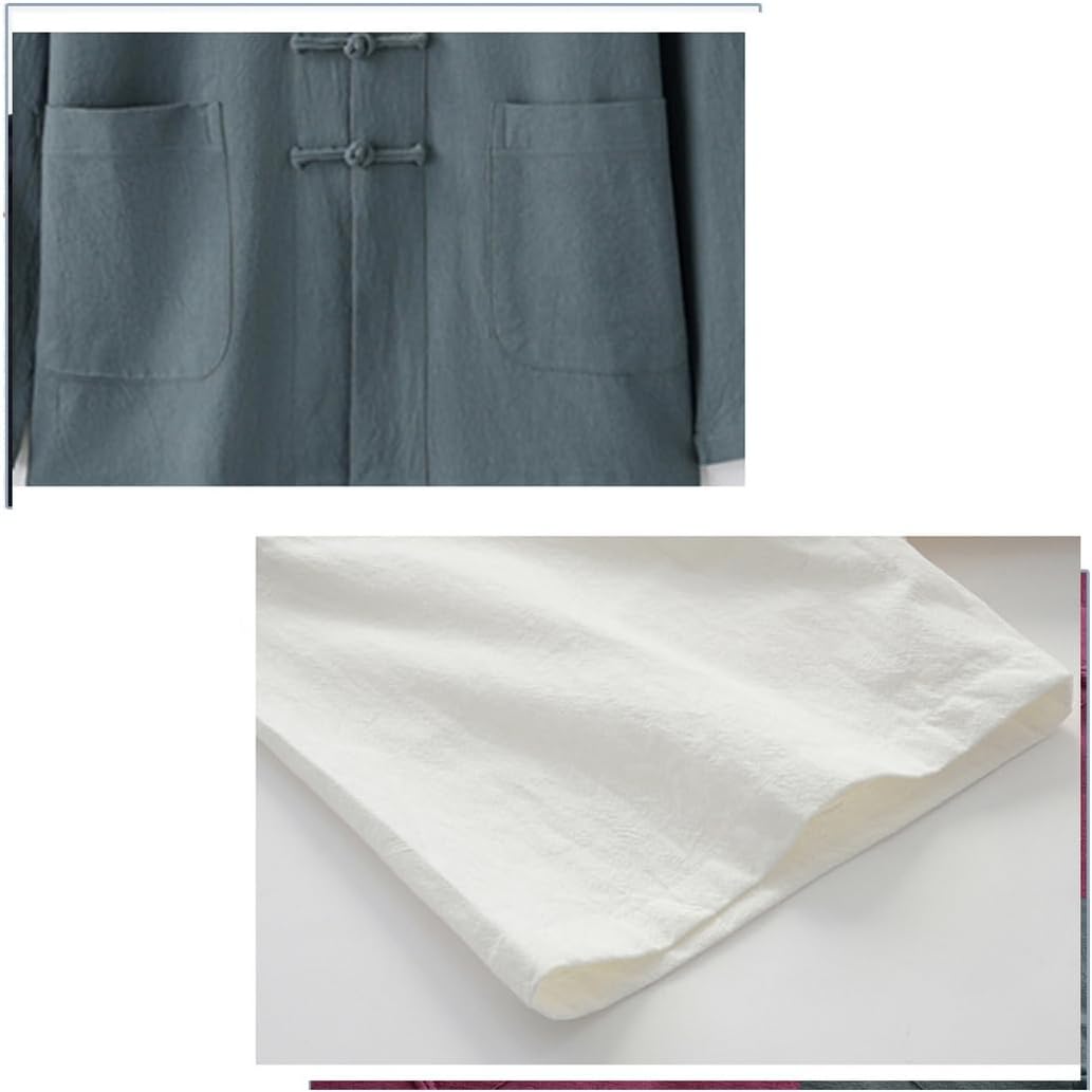 Cotton Linen Tai Chi Uniform Set of 3 Loose Kung Fu Suit Chinese Tang Suit Men Martial Art Jacket grey-5XL