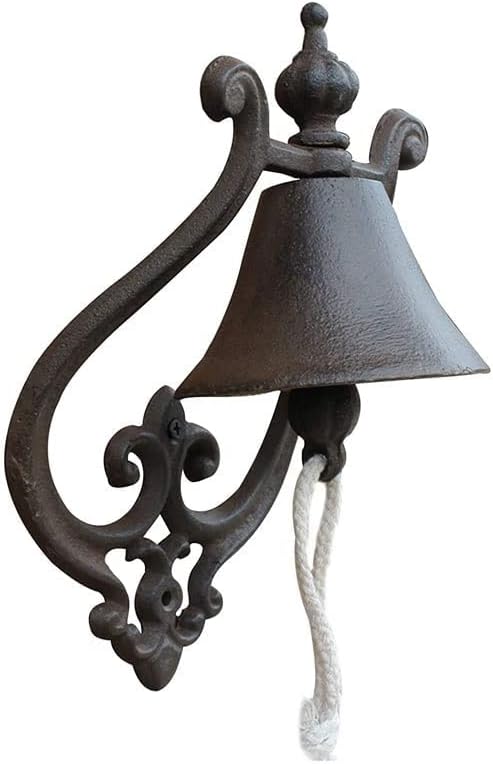 Cast Iron Manual Doorbell, Door Knocker Metal Front Door/Gate Knockers, Vintage American Style Bells for Farmhouse Garden Decor Gate Knocker Handle Door