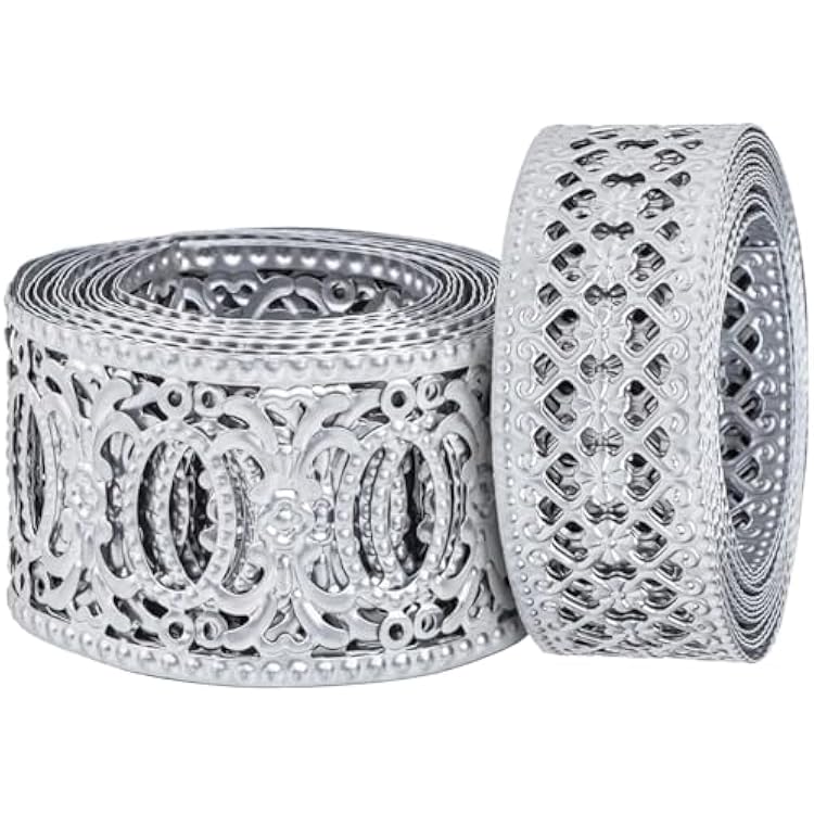 CraftyCrocodile Metal Ribbons for Decor Crafting - 2 x 3 Yards and 1 1/4 x 3 Yards Long, Bundle