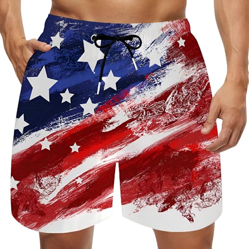 Mens Swim Trunks with Compression Liner Quick Dry Swimming Board Beach Shorts 2 in 1 Bathing Suit