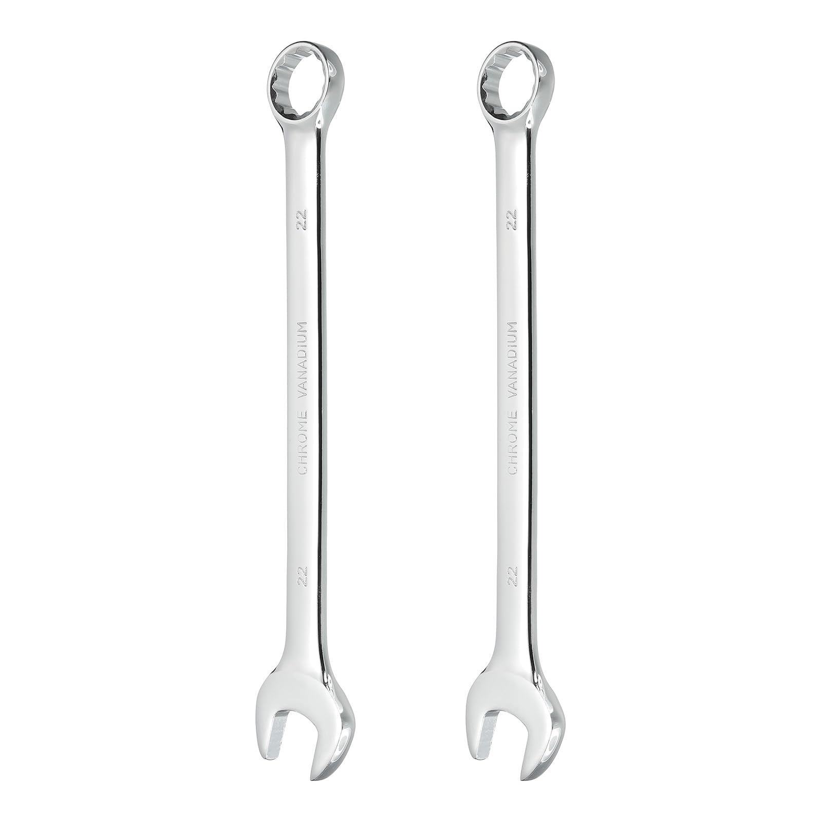 sourcing map 2Pcs Combination Wrench 22mm Metric 12-Point Box and Open End CR-V Steel Double Ended Spanner Tool for Automotive Pipe Furniture Machinery DIY Repair, Silver White