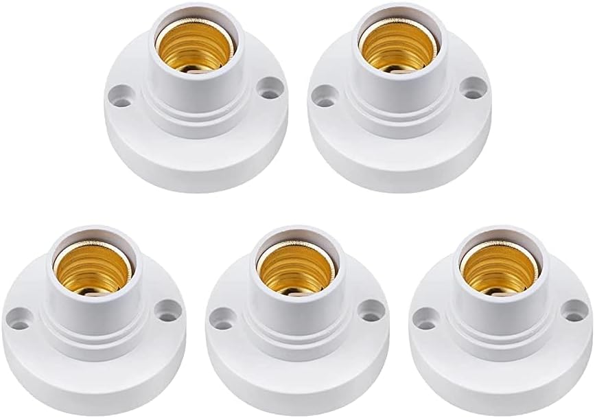 E14 Lamp Holder, Bonlux E14 Edison Screw Light Bulb Holder, Plastic Ceiling Lamp Socket Holder, E14 Wall Socket, AC 85-265V, White, 5-Pack