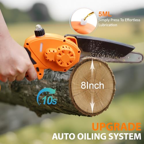 Mini Kettensäge mit Akku, 8 Zoll Elektro Kettensäge mit 1000W Bürstenloser Motor und 6000mAh Akkus,...