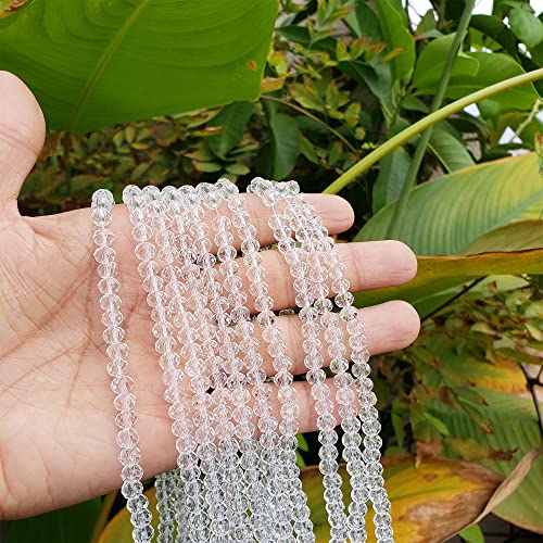 Image of 6mm Rondelle White Glass Beads for Jewelry Making, 720pcs Faceted Briolette Crytal Spacer Beads for Bracelet Necklace Earring