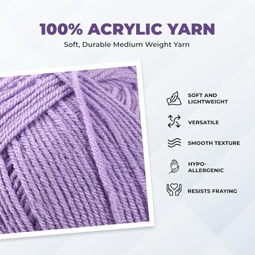Image of Mary Maxim Maximum Value Acrylic Yarn for Crocheting and Knitting, Soft Worsted Weight Yarn 4, Ideal for Blankets, Sweaters, Hats, and Scarves, 8 oz Skein (474 Yds), Light Violet - 1 Skein.