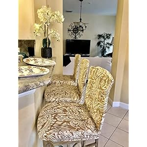 SoulFeel 4 x Soft Spandex Fit Stretch Short Dining Room Chair Covers with Printed Pattern, Banquet Chair Seat Protector Slipcover for Home Party Hotel Wedding Ceremony (Style 2) SoulFeel 4 x Soft Spandex Fit Stretch Short Dining Room Chair Covers with Printed Pattern Banquet Chair Seat Protector Slipcover for Home Party Hotel Wedding Ceremony Style 2