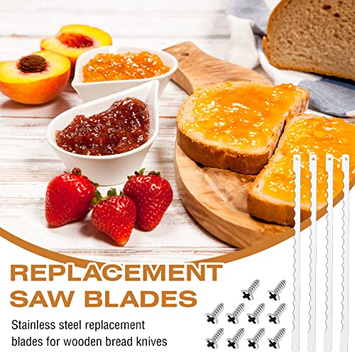 Lasnten 4 Pcs Bread Bow Knife Blades Stainless Steel Replacement Blade Serrated Bread Blade With 10 Pcs Screws For Wooden Bread Knife #TOP5